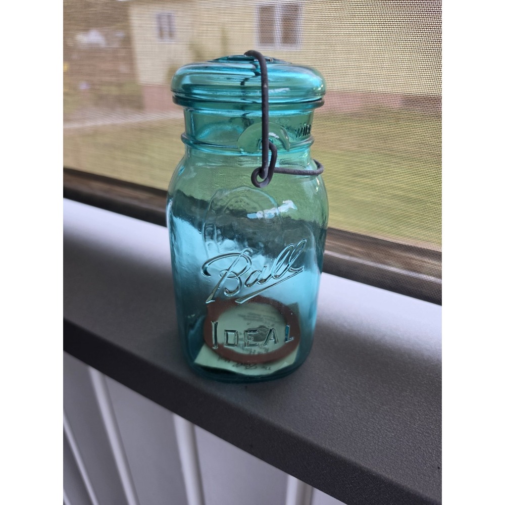 VTG Bicentennial Ball Ideal Blue Glass Canning Jar w/ All Original Seal & Papers